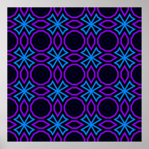Blauw en zwart naadloos patroon met eenvoudige geo poster