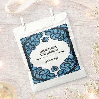 Blauw en Zwart Omheinde Roos Prinses Verjaardag Bedankzakje