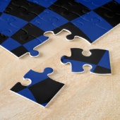 Blauw en zwart op bizarre kunst legpuzzel (Zijkant)