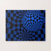 Blauw en zwart op bizarre kunst legpuzzel (Horizontaal)