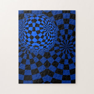 Blauw en zwart op bizarre kunst legpuzzel