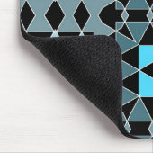 Blauw en zwart op kunst Geometrisch patroon Muismat (Hoek)