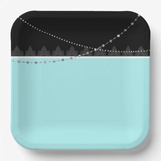 Blauw en zwart papier borden papieren bordje (Voorkant)