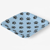 Blauw en zwart Paw print Papieren Bordje (Gebogen)