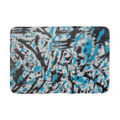 Blauw en zwart Penseelsporen Abstract Badmat (Voorkant)