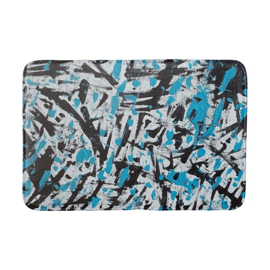 Blauw en zwart Penseelsporen Abstract Badmat (Voorkant)