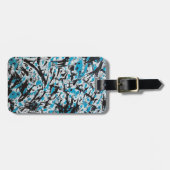 Blauw en zwart Penseelsporen Abstract Bagagelabel (Voorkant horizontaal)