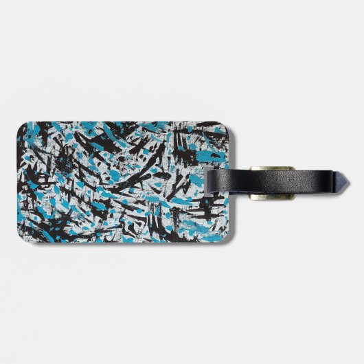 Blauw en zwart Penseelsporen Abstract Bagagelabel (Achterkant horizontaal)