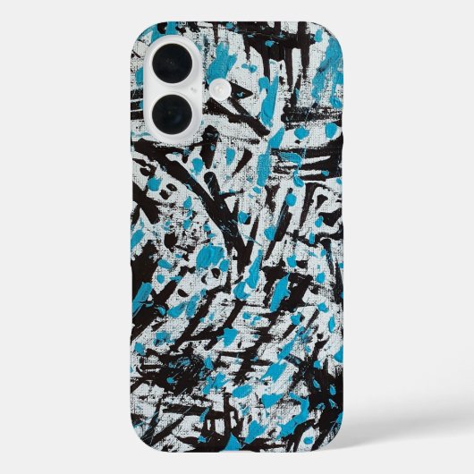 Blauw en zwart Penseelsporen Abstract Case-Mate iPhone Case (Achterkant)