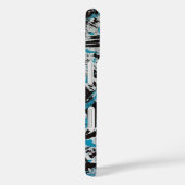 Blauw en zwart Penseelsporen Abstract Case-Mate iPhone Case (Achterkant / Rechts)