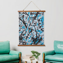 Blauw en zwart Penseelsporen Abstract