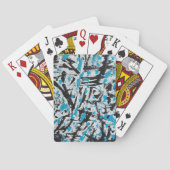 Blauw en zwart Penseelsporen Abstract Pokerkaarten (Achterkant)
