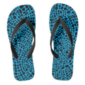 Blauw en zwart psychedelisch organisch huidpatroon teenslippers (Voetbed)