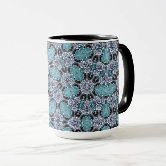 Blauw en Zwart Puffs Grote Mok (Voorkant rechts)