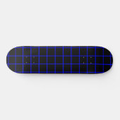 Blauw en zwart rasterpatroon Skateboard Deck (Horizontaal)