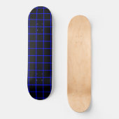 Blauw en zwart rasterpatroon Skateboard Deck (Voorkant)
