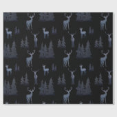 Blauw en zwart rendierpatroon cadeaupapier (Vlak)