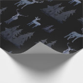 Blauw en zwart rendierpatroon cadeaupapier (Hoek)