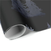 Blauw en zwart rendierpatroon cadeaupapier (Rol Hoek)