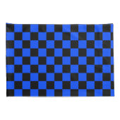 Blauw en zwart schaakbordpatroon kussensloop (Achterkant-Rechts)