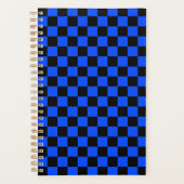 Blauw en zwart schaakbordpatroon planner (Voorkant)