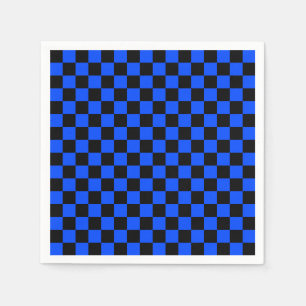 Blauw en zwart schaakbordpatroon servet