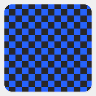 Blauw en zwart schaakbordpatroon vierkante sticker