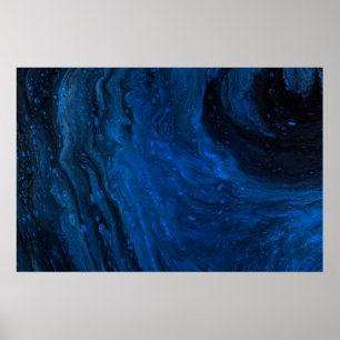 Blauw en zwart schilderij poster