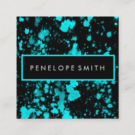 Blauw en zwart schilderplaatje Beauty Makeup Artis Vierkante Visitekaartje