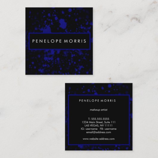 Blauw en zwart schilderplaatje, schoonheidslijst vierkante visitekaartje (Voorkant / Achterkant)