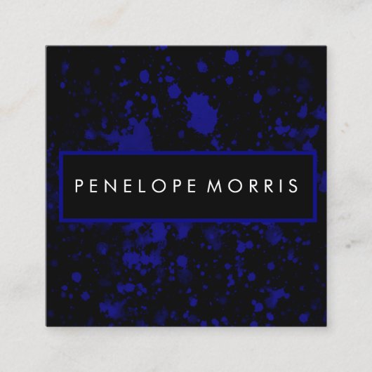 Blauw en zwart schilderplaatje, schoonheidslijst vierkante visitekaartje (Voorkant)