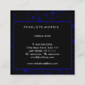 Blauw en zwart schilderplaatje, schoonheidslijst vierkante visitekaartje (Achterkant)