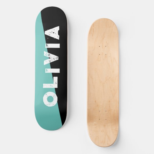 Blauw en zwart skateboard retro split (Voorkant)