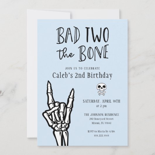 Blauw en zwart slecht tot op het bot 2e verjaardag kaart (Voorkant)