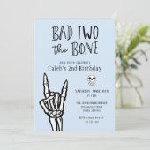 Blauw en zwart slecht tot op het bot 2e verjaardag kaart (Staand voorkant)