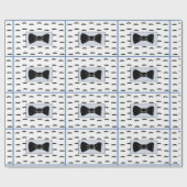 Blauw en zwart snor strik Stropdas inpakpapier (Vlak)