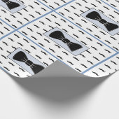 Blauw en zwart snor strik Stropdas inpakpapier (Hoek)