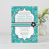 Blauw en zwart Spaans Quinceañera Kaart (Staand voorkant)