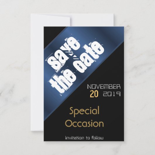 Blauw en zwart sparen de Datum Save The Date (Voorkant)