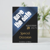 Blauw en zwart sparen de Datum Save The Date (Staand voorkant)
