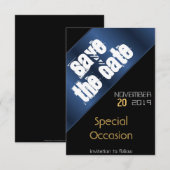 Blauw en zwart sparen de Datum Save The Date (Voorkant / Achterkant)