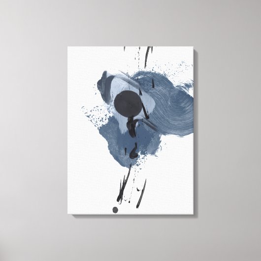Blauw en zwart speel II | Blauwe zwarte verfsplaat Canvas Afdruk (Voorkant)