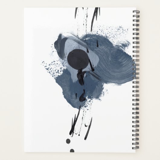 Blauw en zwart speel II | Blauwe zwarte verfsplaat Planner (Achterkant)