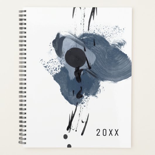 Blauw en zwart speel II | Blauwe zwarte verfsplaat Planner (Voorkant)