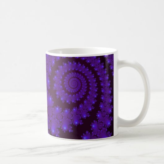 Blauw en zwart Spiral Fractal Koffiemok (Rechts)