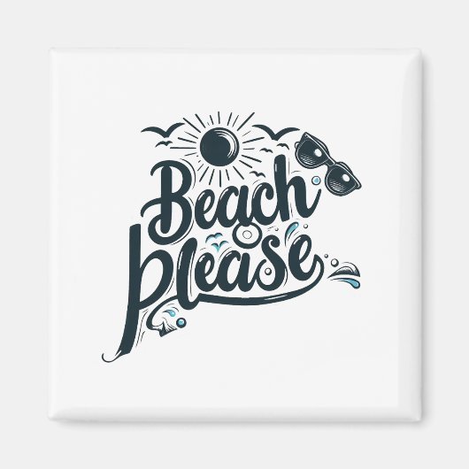 Blauw en Zwart Strand Gelieve Magneet (Voorkant)