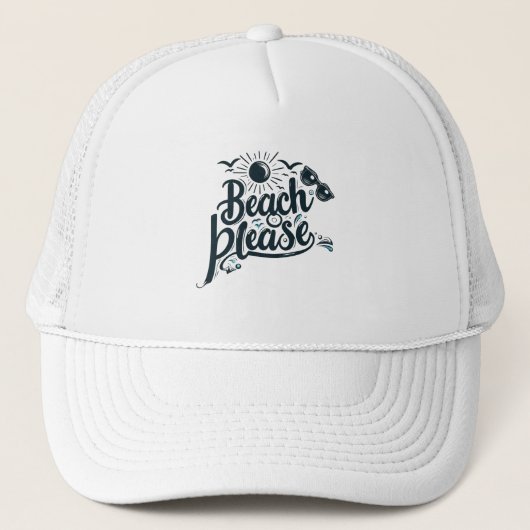 Blauw en zwart strand Please Trucker Hat Trucker Pet (Voorkant)