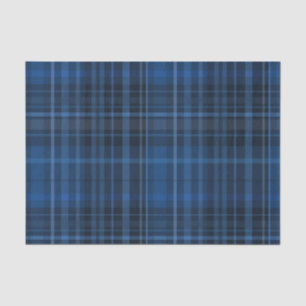 Blauw en zwart Tartan Patroon afdrukken Tissuepapier