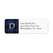 Blauw en zwart Tartan Plaid Adresetiketten Etiket (Voorkant)