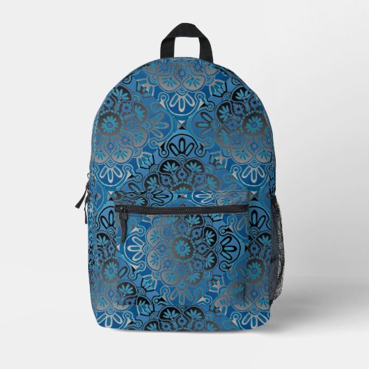 Blauw en zwart tegel patroon Kinder Rugzak (Voorkant)